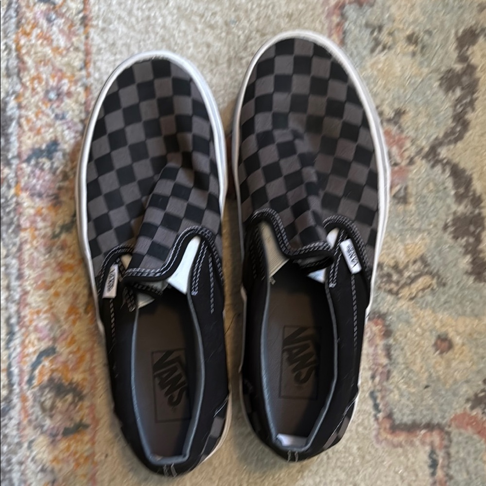 Vans Classic Black and Gray Checkered Slip-On Sneakers